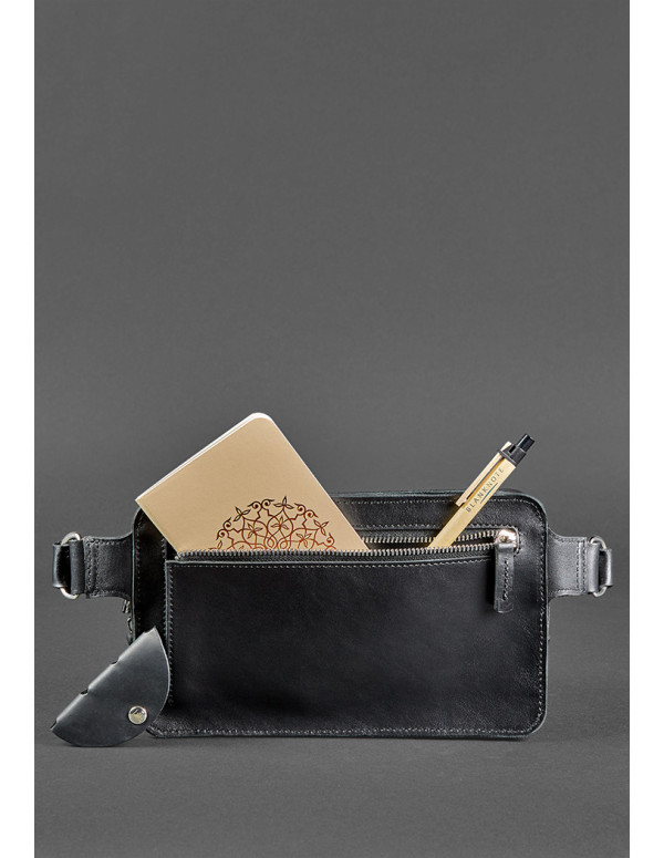 Шкіряна поясна сумка Dropbag Maxi чорна Krast BN-BAG-20-g