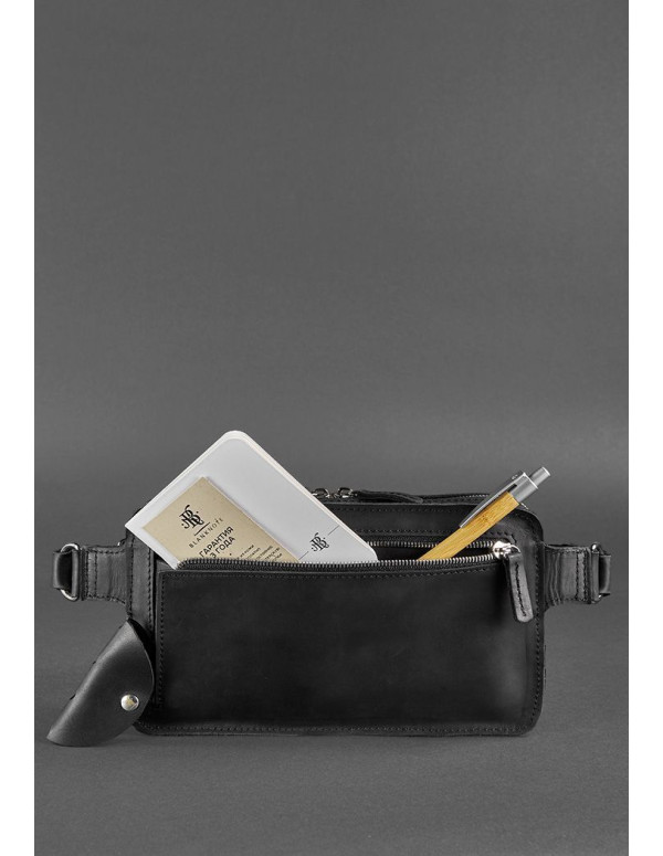 Шкіряна поясна сумка Dropbag Maxi чорна Crazy Horse - BN-BAG-20-g-kr