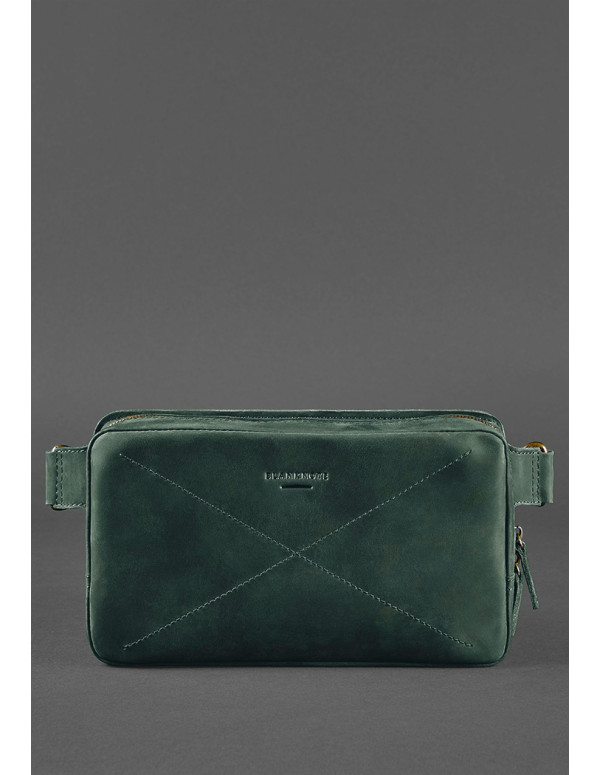 Шкіряна поясна сумка Dropbag Maxi зелена Crazy Horse - BN-BAG-20-iz