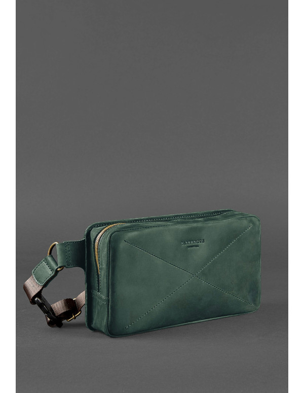 Шкіряна поясна сумка Dropbag Maxi зелена Crazy Horse - BN-BAG-20-iz