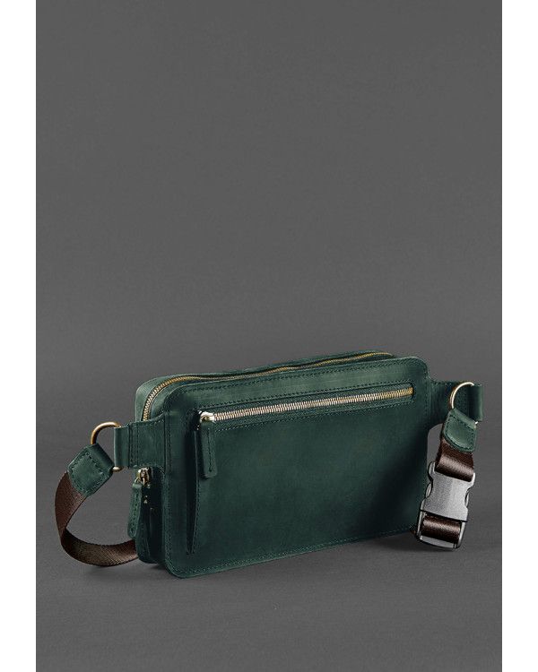 Шкіряна поясна сумка Dropbag Maxi зелена Crazy Horse - BN-BAG-20-iz