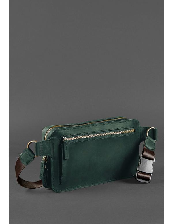 Шкіряна поясна сумка Dropbag Maxi зелена Crazy Horse - BN-BAG-20-iz