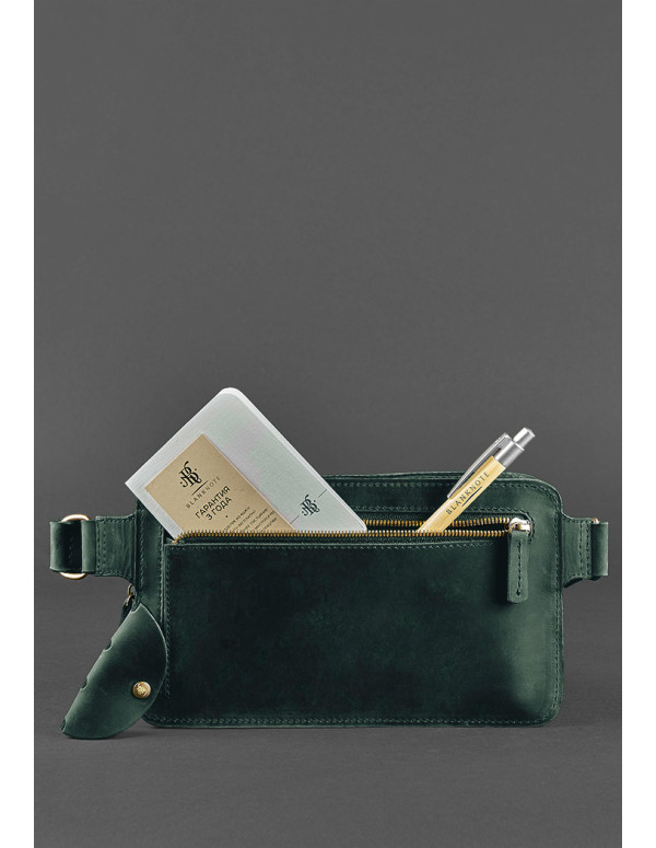 Шкіряна поясна сумка Dropbag Maxi зелена Crazy Horse - BN-BAG-20-iz