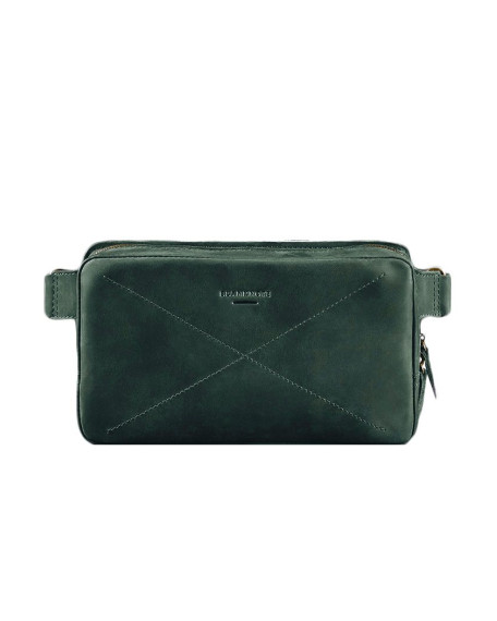 Шкіряна поясна сумка Dropbag Maxi зелена Crazy Horse