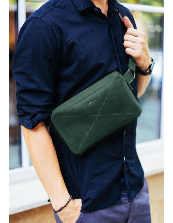 Шкіряна поясна сумка Dropbag Maxi зелена Crazy Horse - BN-BAG-20-iz