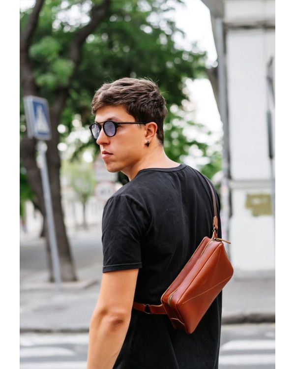 Шкіряна поясна сумка Dropbag Maxi зелена Krast - BN-BAG-20-malachite