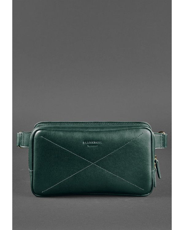 Шкіряна поясна сумка Dropbag Maxi зелена Krast - BN-BAG-20-malachite