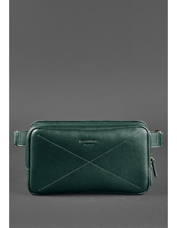 Шкіряна поясна сумка Dropbag Maxi зелена Krast - BN-BAG-20-malachite