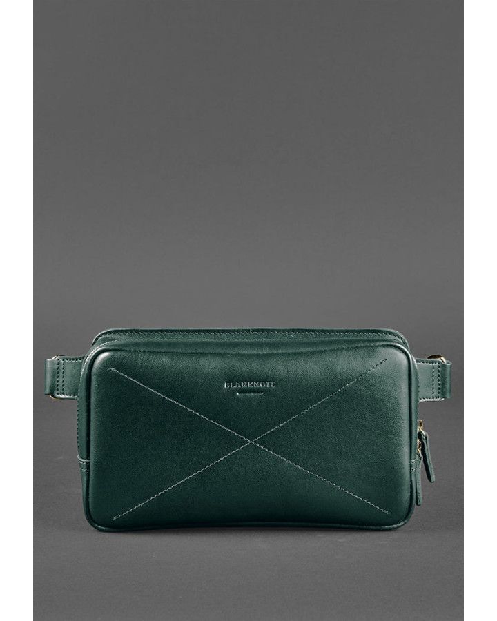Шкіряна поясна сумка Dropbag Maxi зелена Krast - BN-BAG-20-malachite