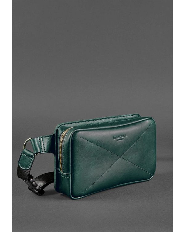 Шкіряна поясна сумка Dropbag Maxi зелена Krast - BN-BAG-20-malachite