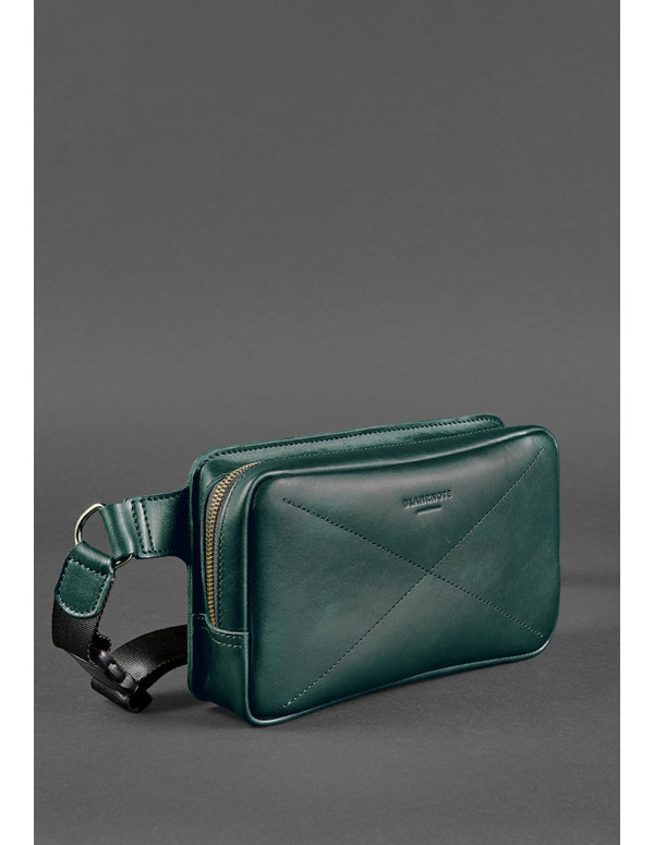 Шкіряна поясна сумка Dropbag Maxi зелена Krast - BN-BAG-20-malachite