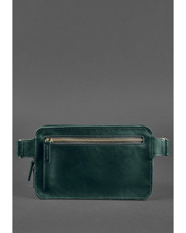 Шкіряна поясна сумка Dropbag Maxi зелена Krast - BN-BAG-20-malachite