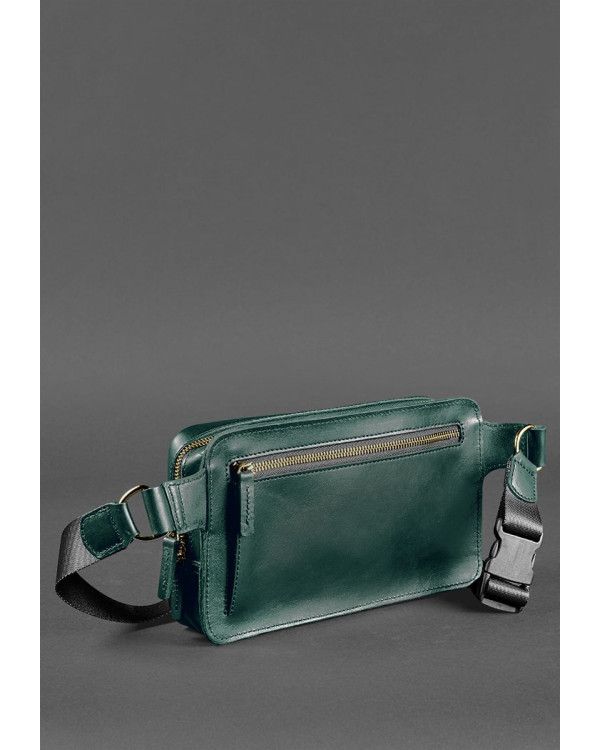 Шкіряна поясна сумка Dropbag Maxi зелена Krast - BN-BAG-20-malachite