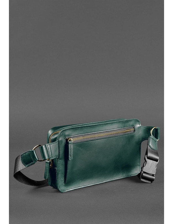 Шкіряна поясна сумка Dropbag Maxi зелена Krast - BN-BAG-20-malachite