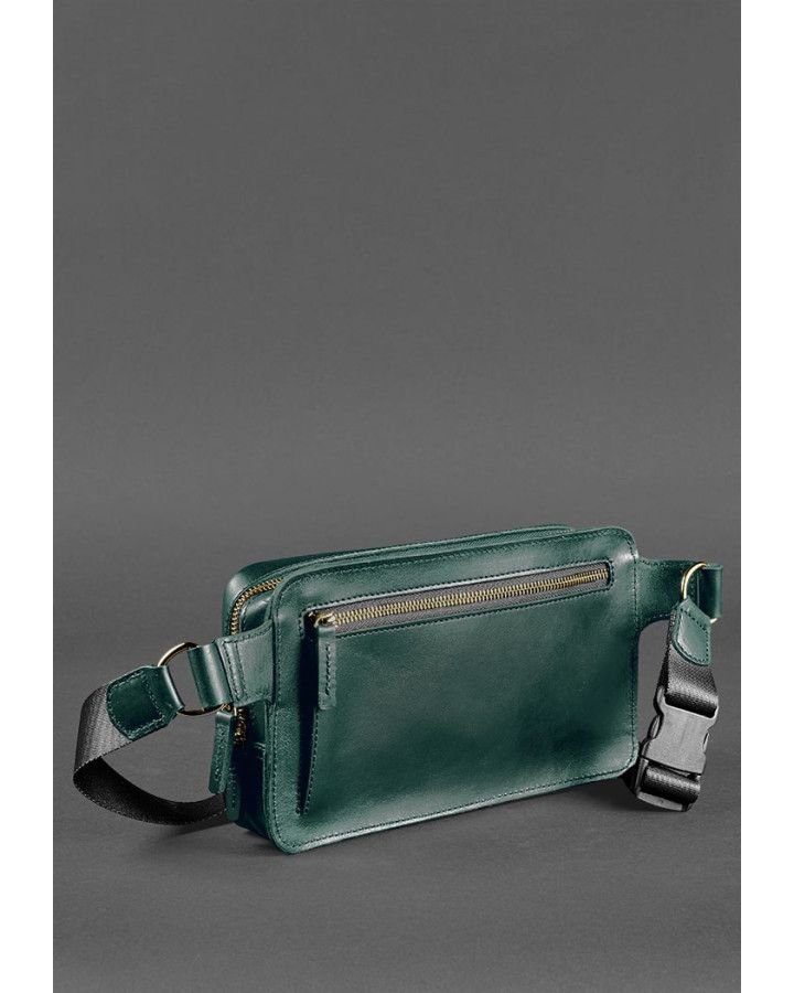 Шкіряна поясна сумка Dropbag Maxi зелена Krast - BN-BAG-20-malachite
