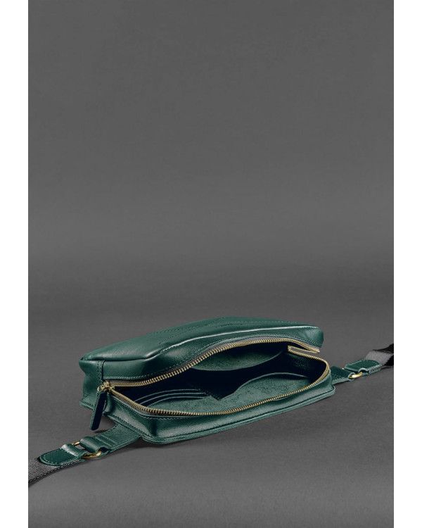 Шкіряна поясна сумка Dropbag Maxi зелена Krast - BN-BAG-20-malachite
