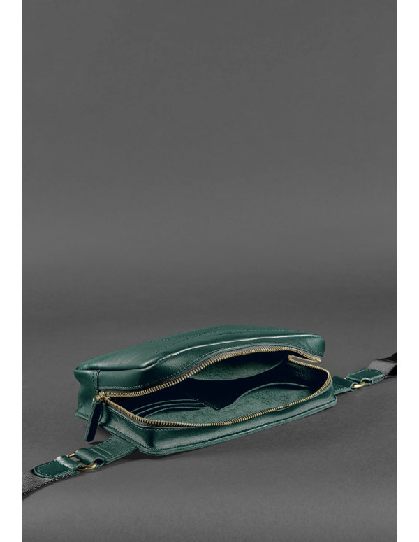 Шкіряна поясна сумка Dropbag Maxi зелена Krast - BN-BAG-20-malachite