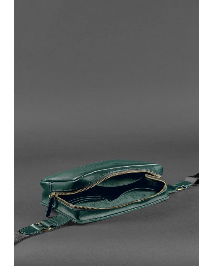 Шкіряна поясна сумка Dropbag Maxi зелена Krast - BN-BAG-20-malachite