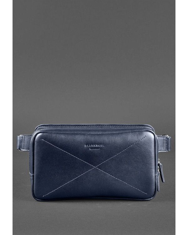 Шкіряна поясна сумка Dropbag Maxi темно-синя - BN-BAG-20-navy-blue