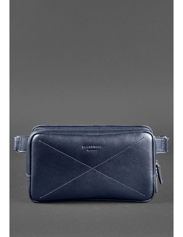 Шкіряна поясна сумка Dropbag Maxi темно-синя - BN-BAG-20-navy-blue