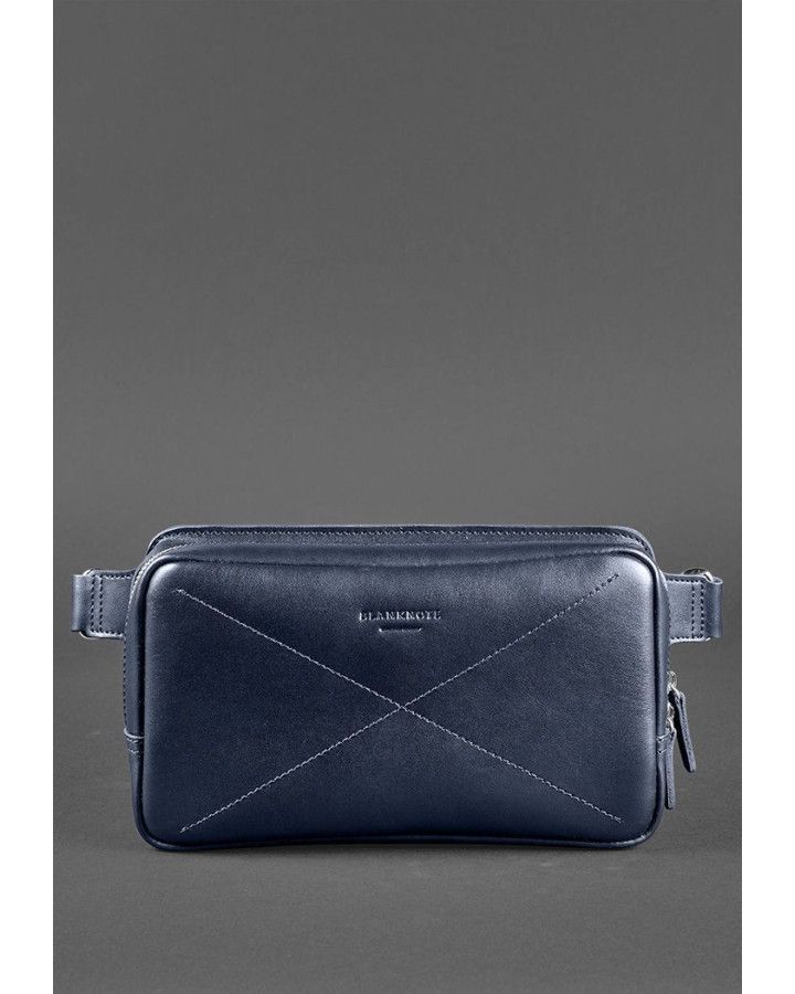 Шкіряна поясна сумка Dropbag Maxi темно-синя - BN-BAG-20-navy-blue