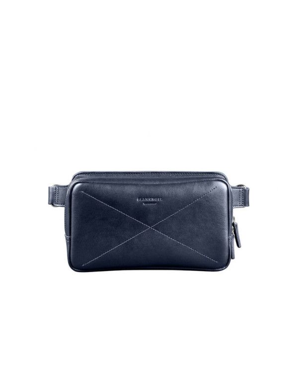 Шкіряна поясна сумка Dropbag Maxi темно-синя - BN-BAG-20-navy-blue