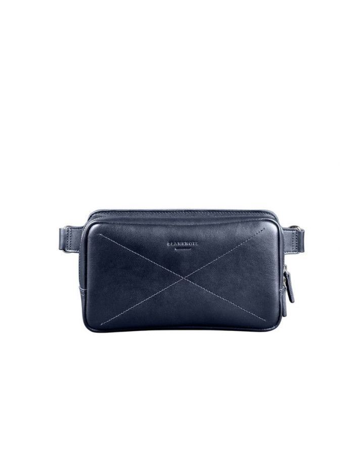 Шкіряна поясна сумка Dropbag Maxi темно-синя - BN-BAG-20-navy-blue