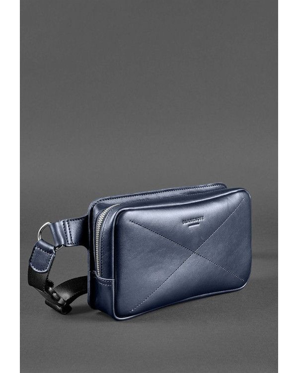 Шкіряна поясна сумка Dropbag Maxi темно-синя - BN-BAG-20-navy-blue
