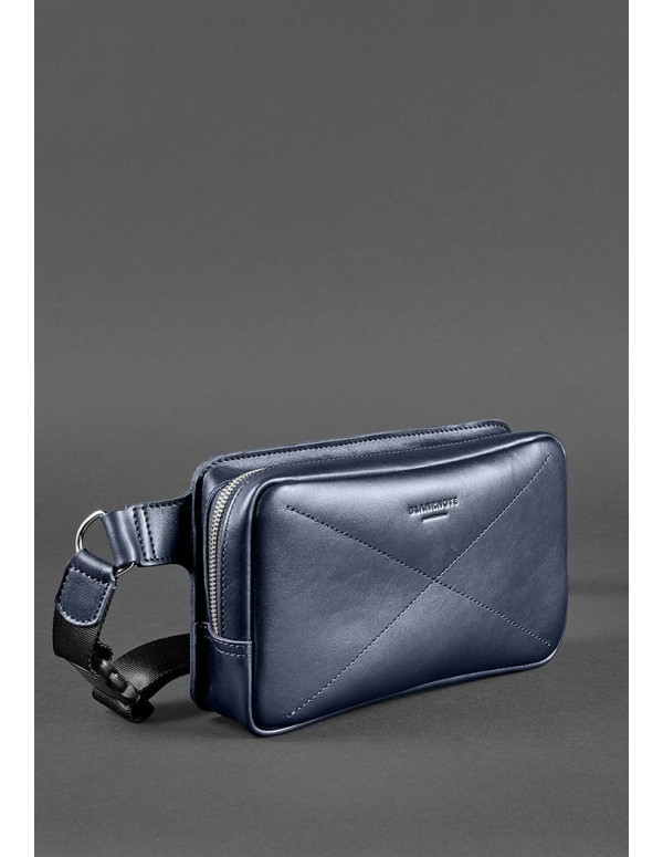 Шкіряна поясна сумка Dropbag Maxi темно-синя - BN-BAG-20-navy-blue