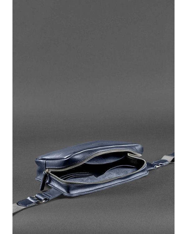 Шкіряна поясна сумка Dropbag Maxi темно-синя - BN-BAG-20-navy-blue