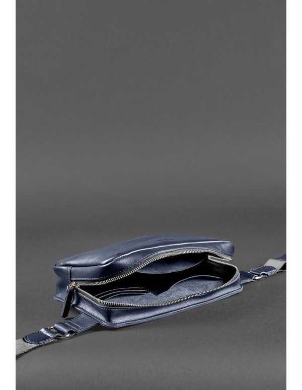 Шкіряна поясна сумка Dropbag Maxi темно-синя - BN-BAG-20-navy-blue