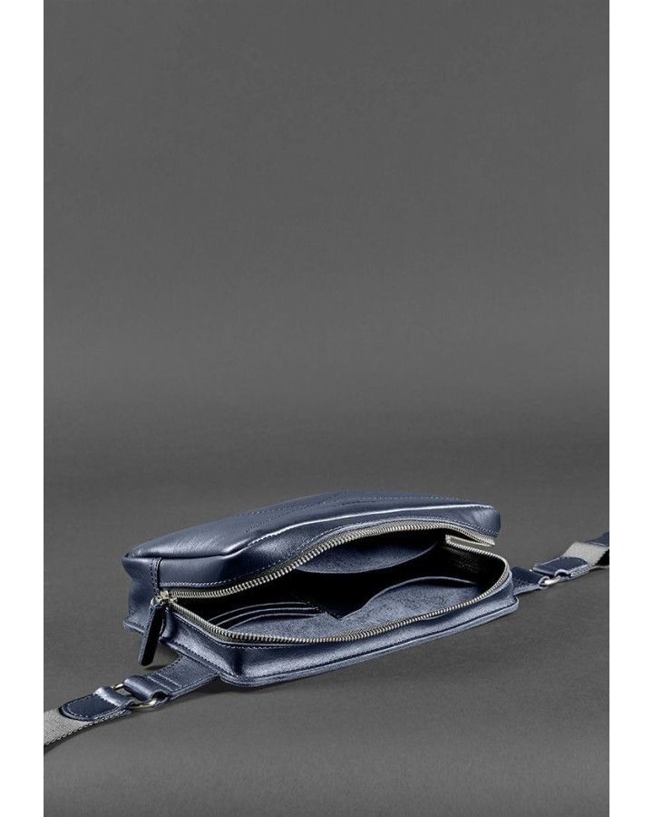 Шкіряна поясна сумка Dropbag Maxi темно-синя - BN-BAG-20-navy-blue