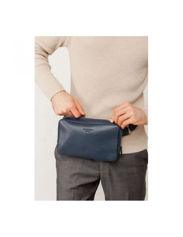 Шкіряна поясна сумка Dropbag Maxi темно-синя - BN-BAG-20-navy-blue