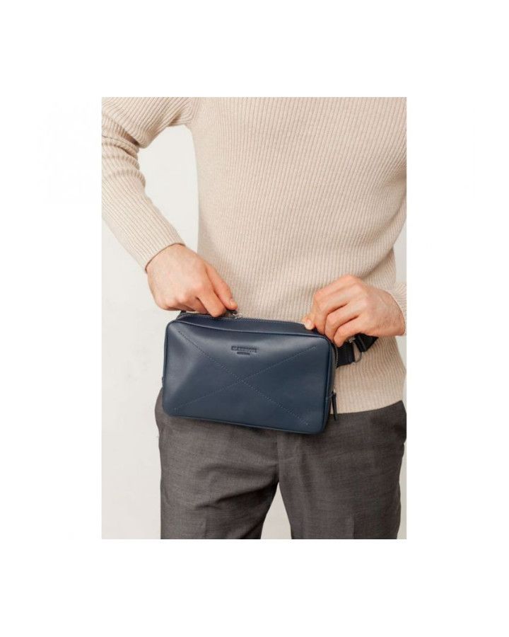 Шкіряна поясна сумка Dropbag Maxi темно-синя - BN-BAG-20-navy-blue
