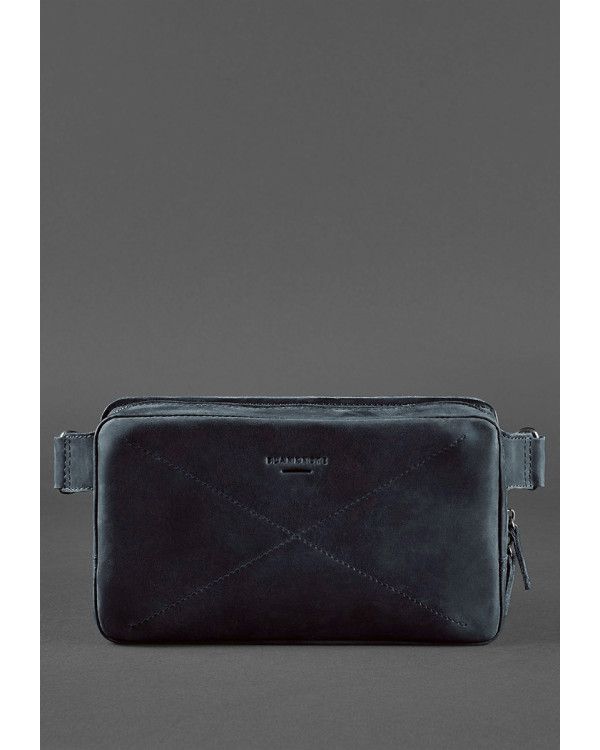 Шкіряна поясна сумка Dropbag Maxi синя Crazy Horse - BN-BAG-20-nn