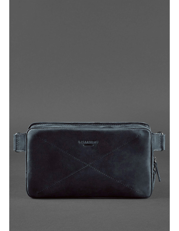 Шкіряна поясна сумка Dropbag Maxi синя Crazy Horse - BN-BAG-20-nn