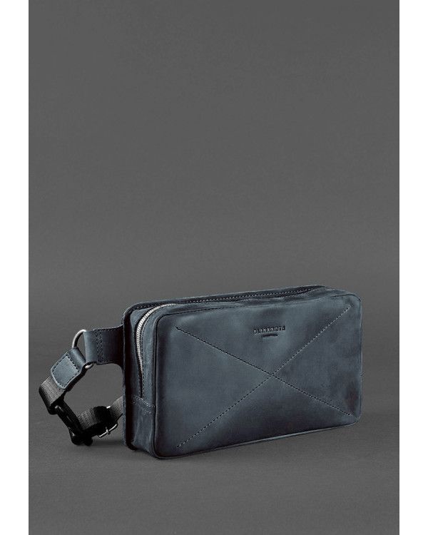 Шкіряна поясна сумка Dropbag Maxi синя Crazy Horse - BN-BAG-20-nn