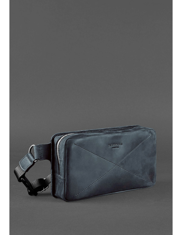 Шкіряна поясна сумка Dropbag Maxi синя Crazy Horse - BN-BAG-20-nn