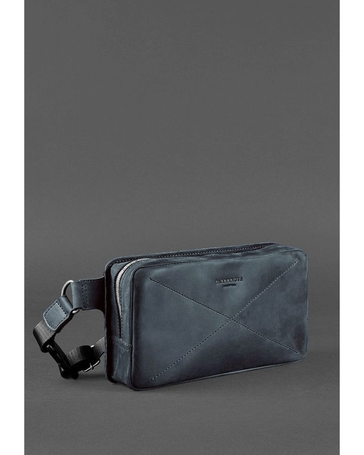 Шкіряна поясна сумка Dropbag Maxi синя Crazy Horse - BN-BAG-20-nn
