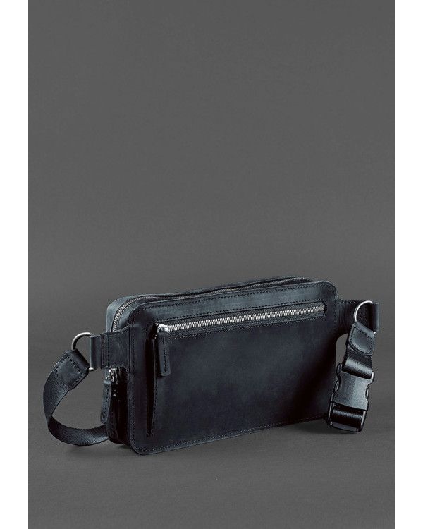 Шкіряна поясна сумка Dropbag Maxi синя Crazy Horse - BN-BAG-20-nn