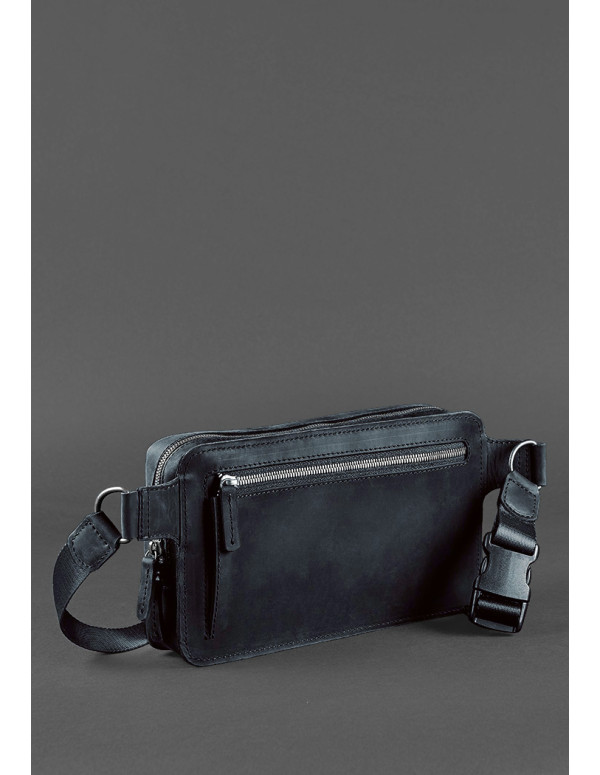 Шкіряна поясна сумка Dropbag Maxi синя Crazy Horse - BN-BAG-20-nn