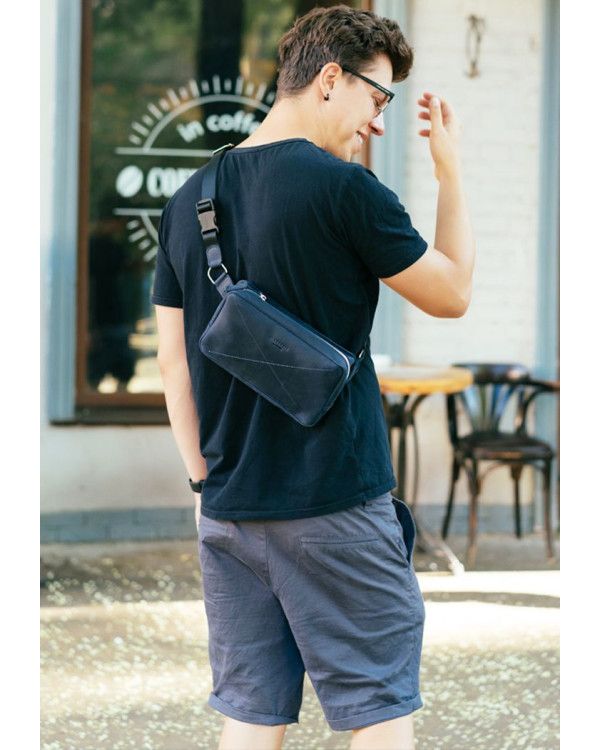 Шкіряна поясна сумка Dropbag Maxi синя Crazy Horse - BN-BAG-20-nn