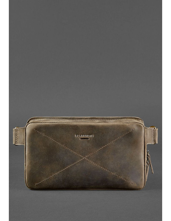 Шкіряна поясна сумка Dropbag Maxi темно-коричнева Crazy Horse - BN-BAG-20-o