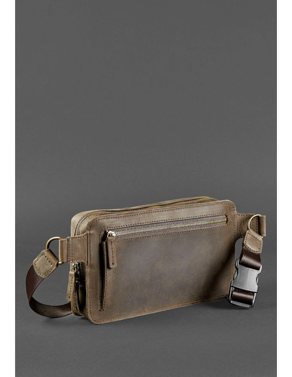 Шкіряна поясна сумка Dropbag Maxi темно-коричнева Crazy Horse - BN-BAG-20-o