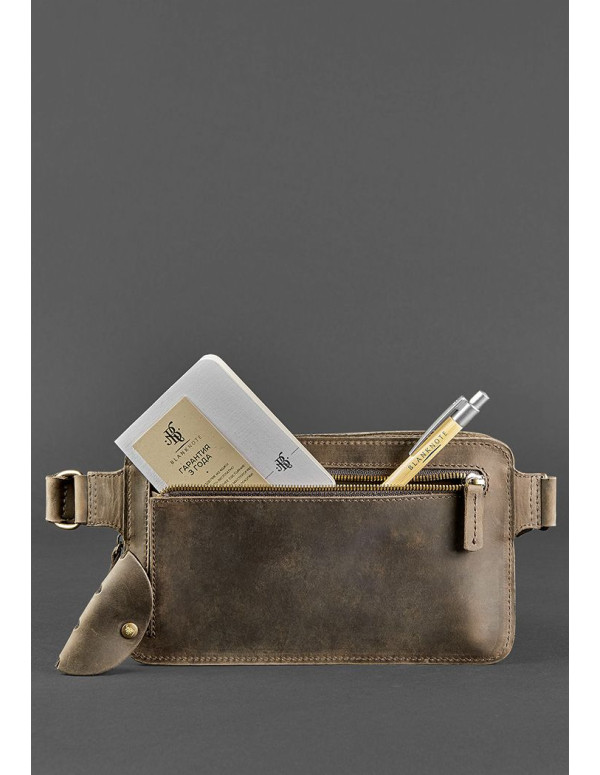 Шкіряна поясна сумка Dropbag Maxi темно-коричнева Crazy Horse - BN-BAG-20-o