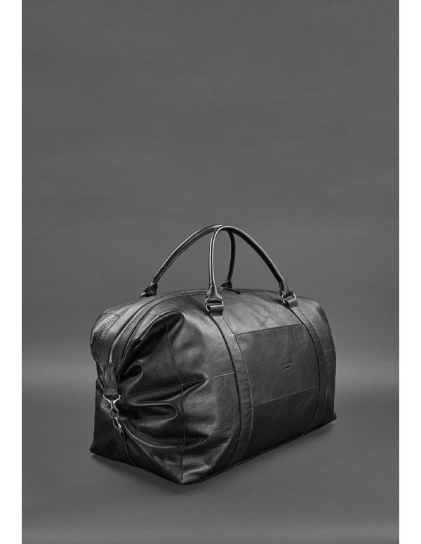 Шкіряна дорожня сумка чорна - 