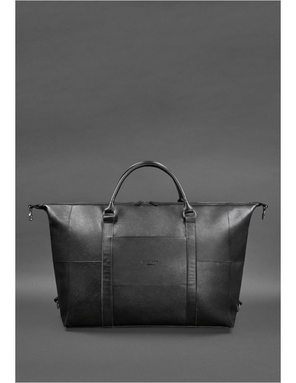 Шкіряна дорожня сумка чорна - 