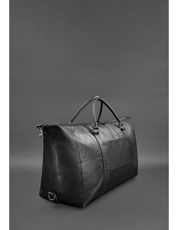 Шкіряна дорожня сумка чорна - 