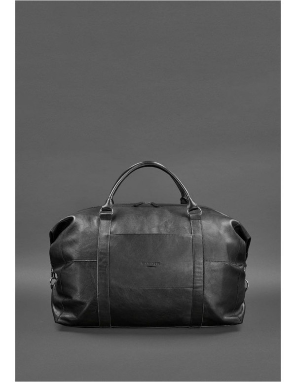 Шкіряна дорожня сумка чорна - 