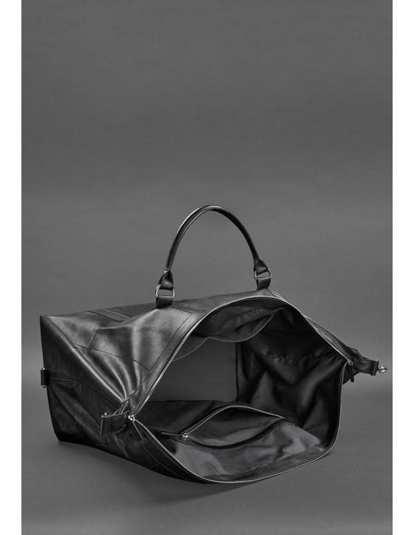 Шкіряна дорожня сумка чорна - 